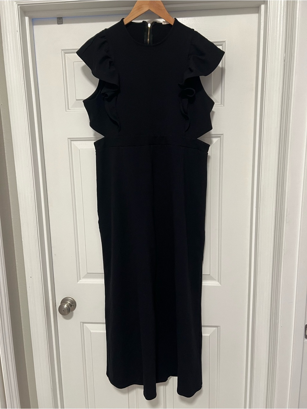 Elegant Black Ruffle-Trim Jumpsuit